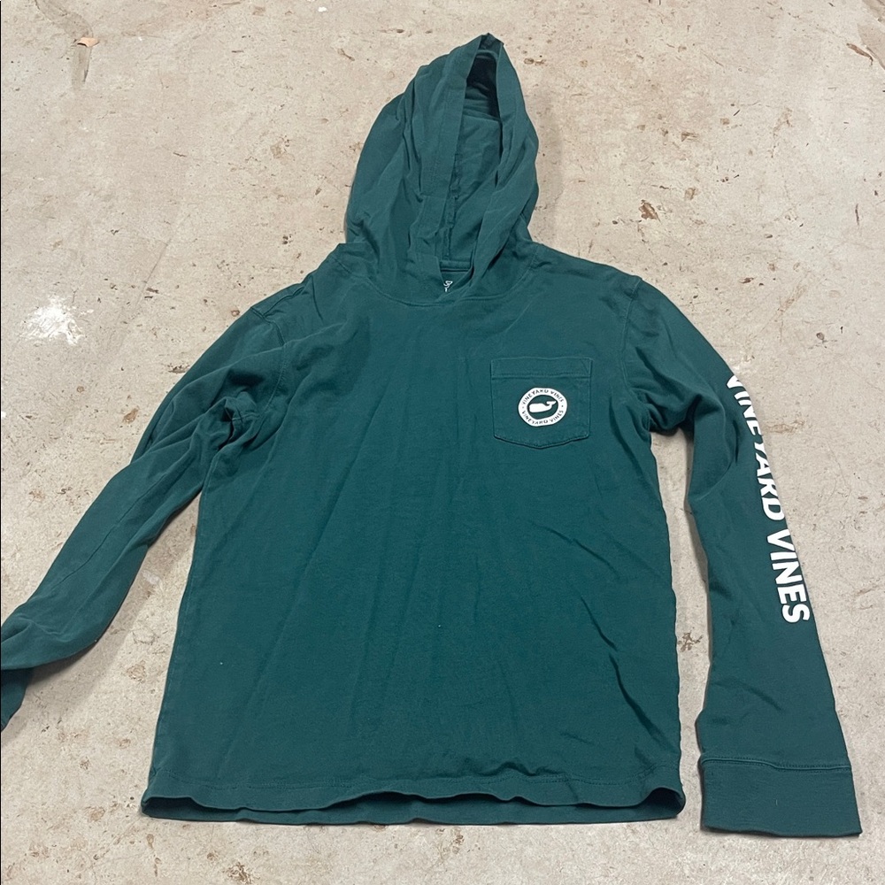 Vineyard Vines Teal Hooded Shirt with Logo